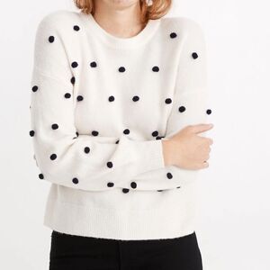 Madewell White and Black Polka Dot Sweater